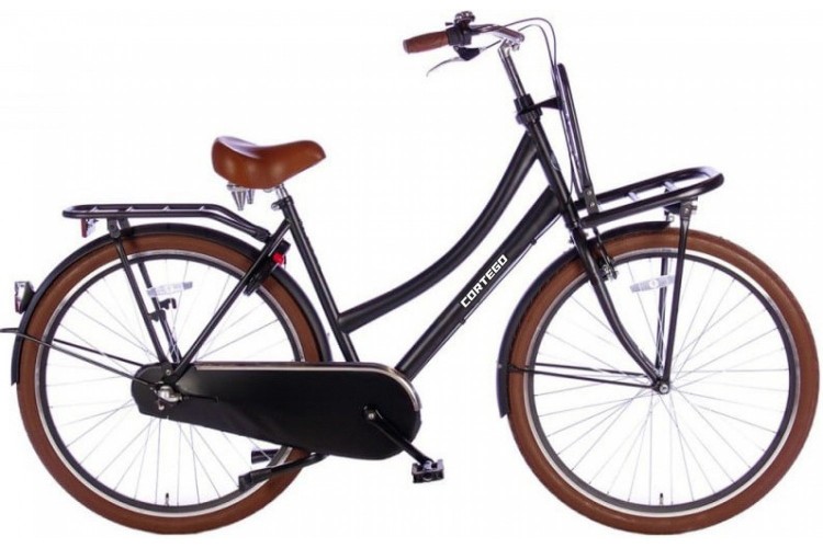 Cortego Cargo Damesfiets Mat-Zwart 28 Inch - 3 Versnellingen