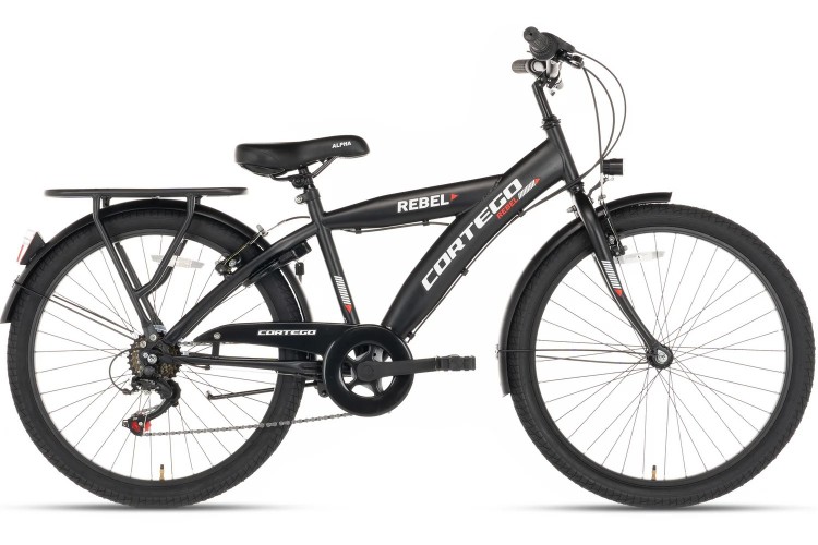 Cortego Rebel Jongensfiets 24 Inch Zwart - 6 Versnellingen