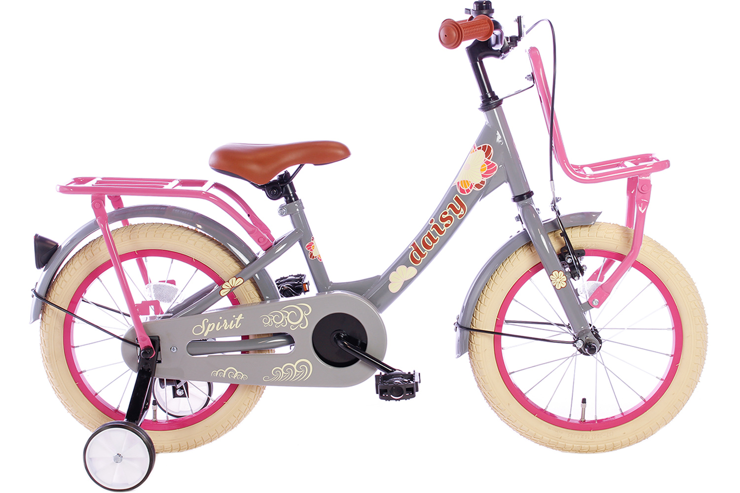 Spirit Daisy Grijs-Roze 16 Inch - Meisjesfiets City-Bikes.nl